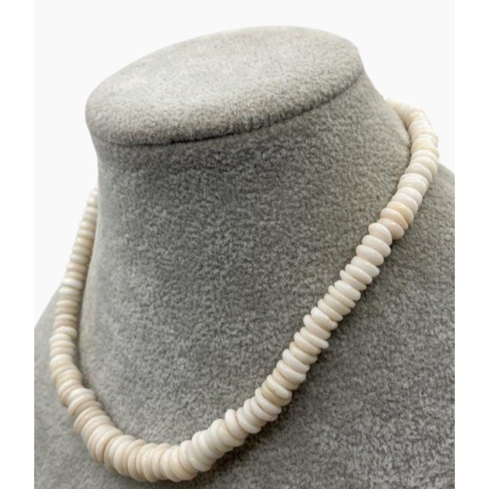 Vtg 70s Puka Shell Necklace Surfer Hawaiian Boho Beach Choker 15" Barrel Clasp
